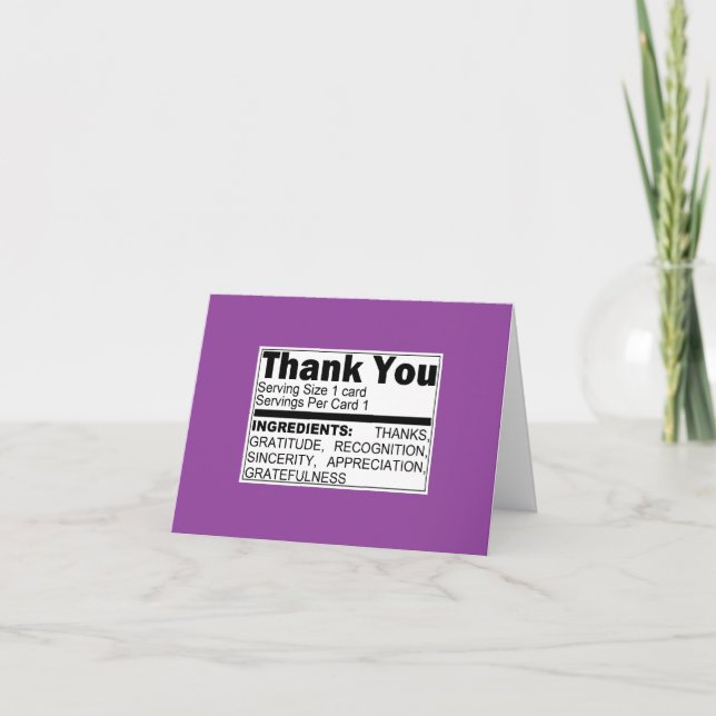 Purple Thank You Ingredients Card (Front)