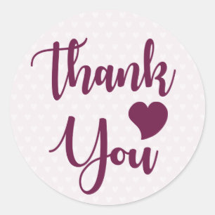Purple Thank You Love Lavender Hearts Classic Round Sticker
