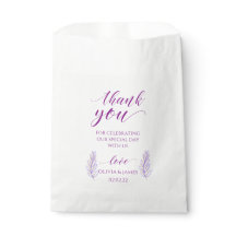 purple thank you wedding favour bag