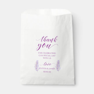 purple thank you wedding favour bag