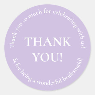 Purple Thank You Wedding Favour Sticker