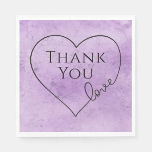 Purple Thank You Wedding Heart Watercolor Vintage Napkin