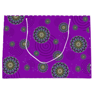 Purple Themed Round Design Pattern Large Gift Bag
