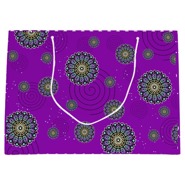 Purple Themed Round Design Pattern Large Gift Bag (Front)