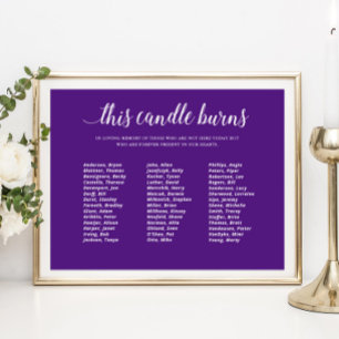 Purple This Candle Burns Class Reunion Memorial Poster