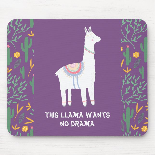 Purple This Llama Wants No Drama Mouse Pad (Front)