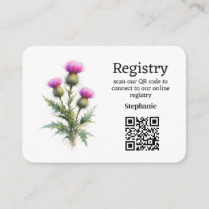 Purple Thistle Bridal shower Registry Enclosure Card