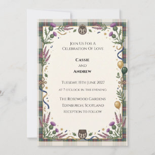 Purple Thistle Floral Wedding Invitation