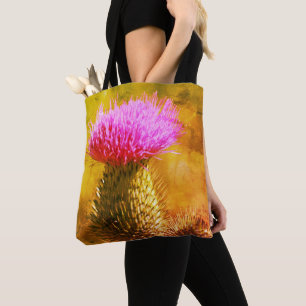 Purple Thistle Flower Art Close Up Tote Bag