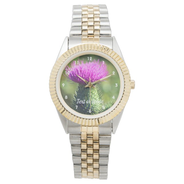 Purple Thistle Flower Personalised  Watch (Front)