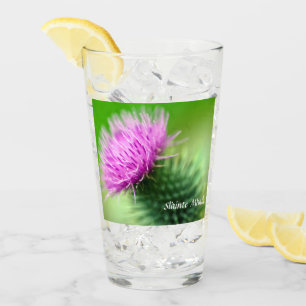 Purple thistle Glass tumbler