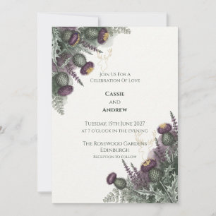 Purple Thistle Heather Wedding Invitation