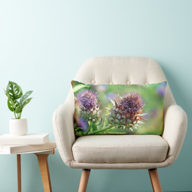 Purple Thistle Motivational Throw Pillow (Chair)