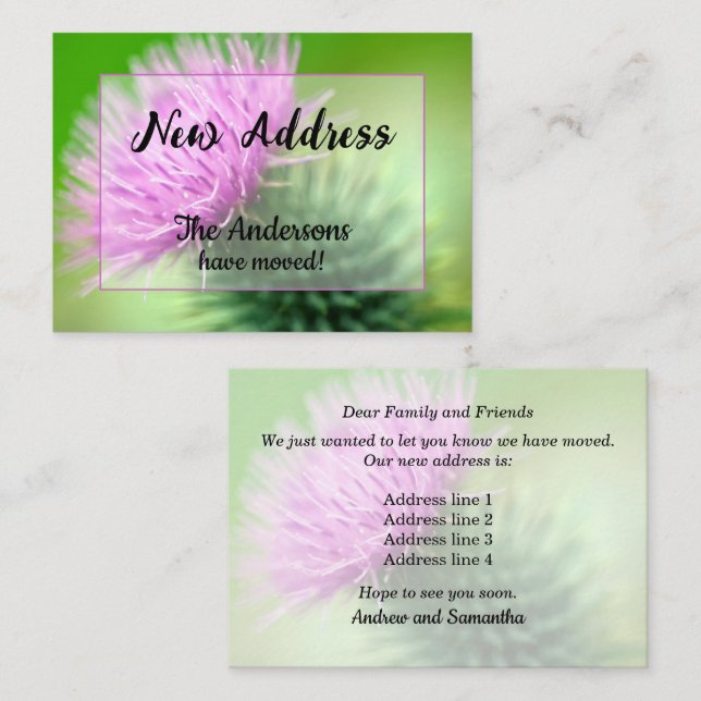 Purple Thistle New Address Announcement (Front/Back)