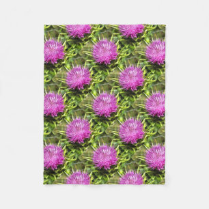 Purple Thistle Wildflower Floral Art Fleece Blanket