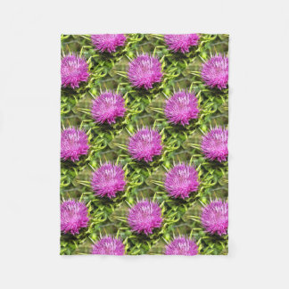 Purple Thistle Wildflower Floral Art Fleece Blanket