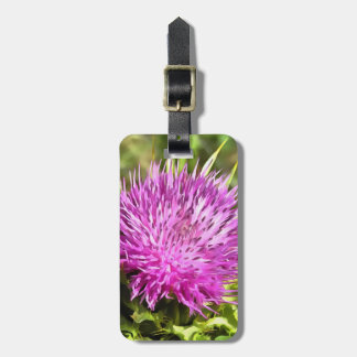 Purple Thistle Wildflower Floral Art Luggage Tag