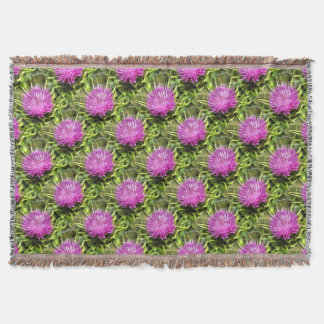 Purple Thistle Wildflower Floral Art Throw Blanket