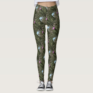 Purple Thistle Wildflower Realistic Art Leggings