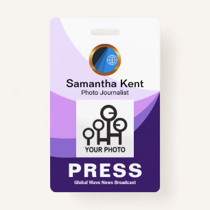 Purple Tidal Wave Curvature Press Photo Template ID Badge