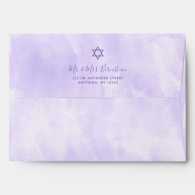Purple Tie Dye Bat Mitzvah Return Address A7 Envelope (Back (Top Flap))