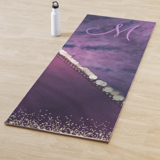 Purple Tie Dye Monogram Coin Scarf     Yoga Mat (In Situ)