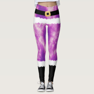 Purple Tie Dye Santa Claus Costume Christmas Leggings