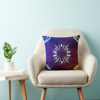 Purple Tie Dye Throw Pillow