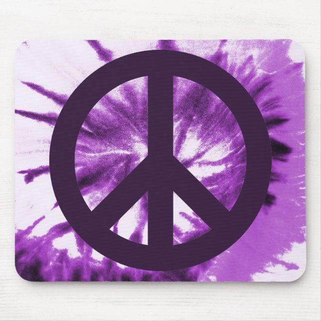 Purple Tie-Dye with Peace Symbol Mouse Pad (Front)