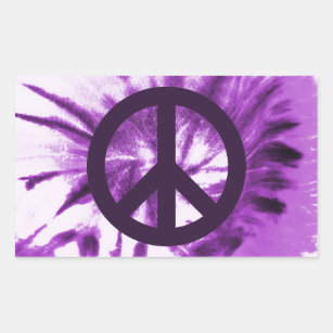 Purple Tie-Dye with Peace Symbol Rectangular Sticker
