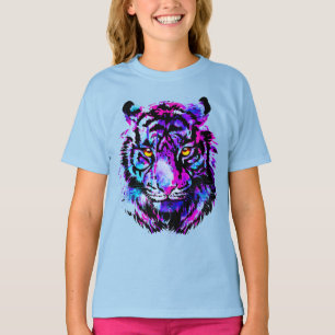 Purple Tiger Head - Tiger Portrait Artwork T-Shirt