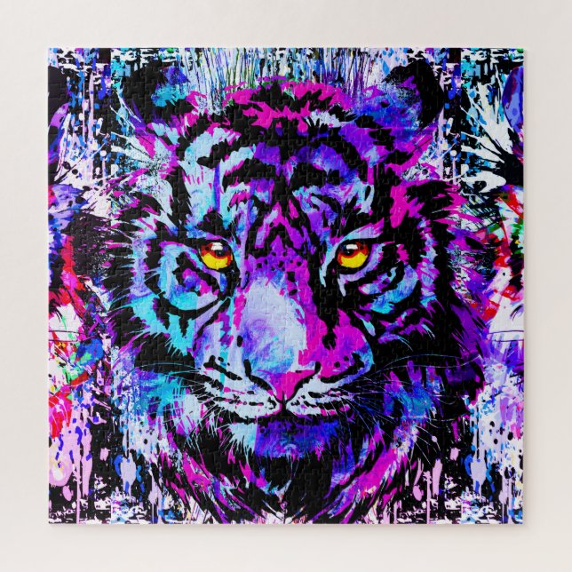 Purple Tiger Head - Tiger Portrait Jigsaw Puzzle (Vertical)