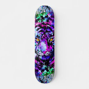 Purple Tiger Head - Tiger Portrait Skateboard