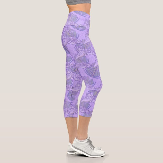 Purple Tiger Pattern Capri Leggings (Right)