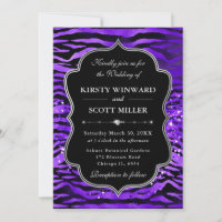 Purple Tiger Stripes Glitter Glam Wedding