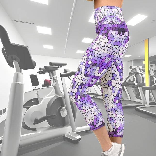 Purple tiles - mosaic, greek style,    capri leggings (Creator Uploaded)