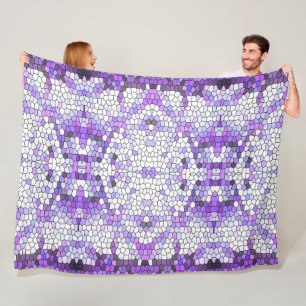Purple tiles - mosaic, greek style,  fleece blanket