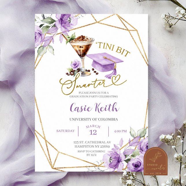 Purple Tini bit smarter Espresso martini Grad Invitation (Creator Uploaded)