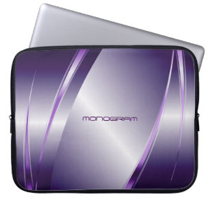 Purple Tint Metallic Look-Stainless Steel Pattern Laptop Sleeve