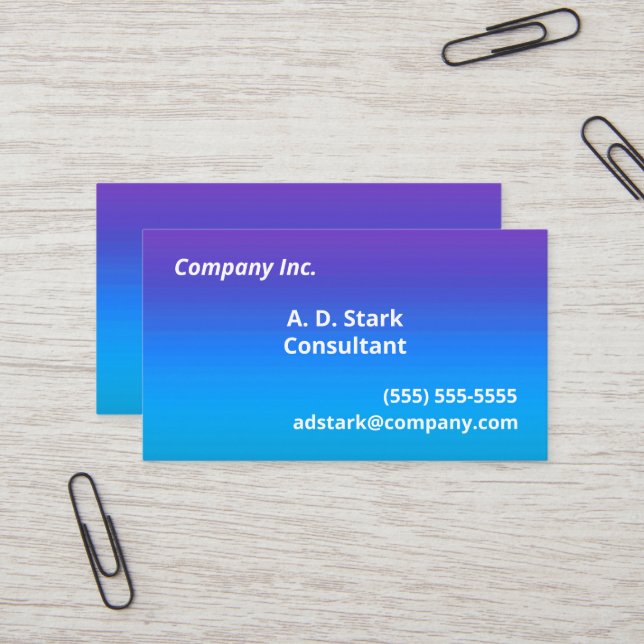Purple to Blue Gradient Business Cards (Front/Back In Situ)
