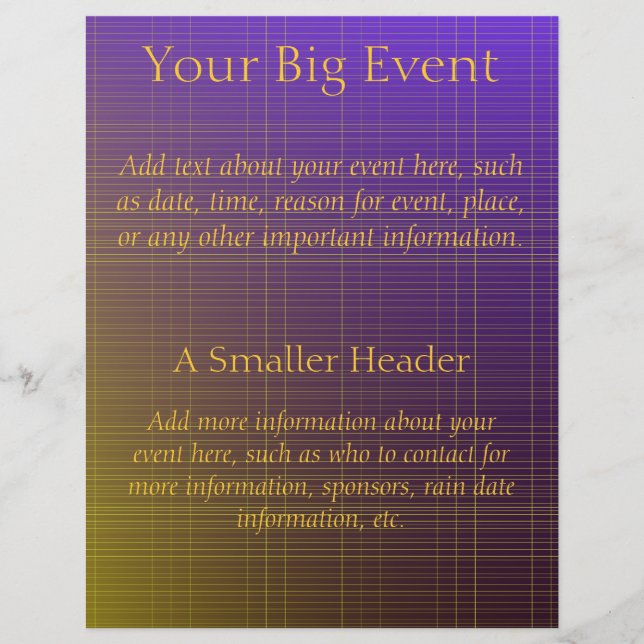 Purple to Gold Pattern Flyer (Front)