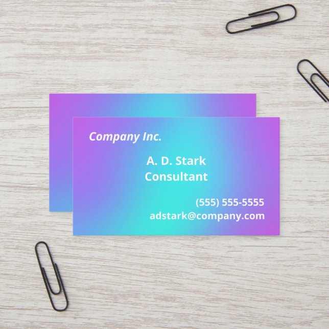 Purple to Teal Gradient Business Cards (Front/Back In Situ)