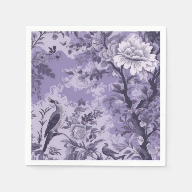 Purple Toile de Fleur Napkin (Front)