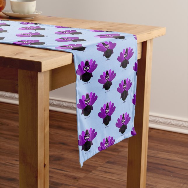 Purple Tom Turkey Long Table Runner (In Situ)