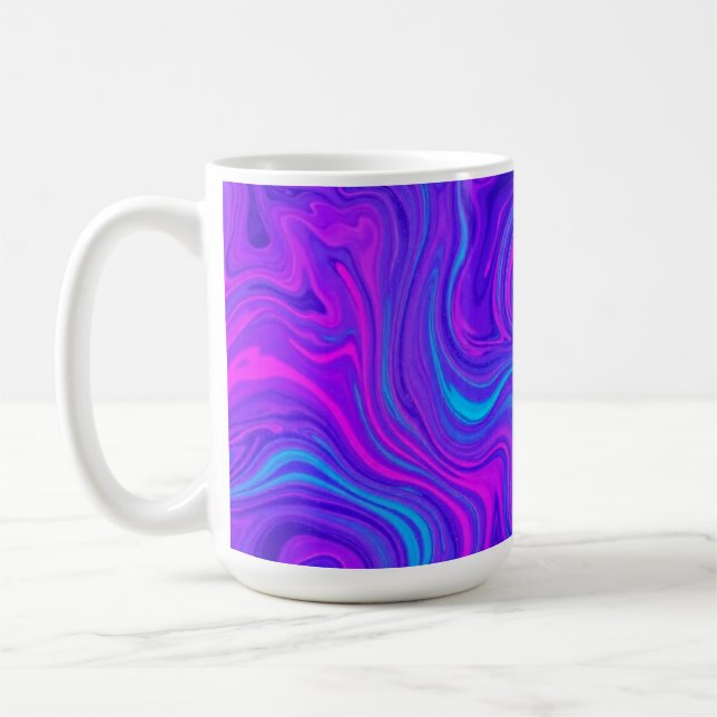 Purple Tone Wavy Psychedelic Design Coffee Mug (Left)