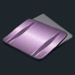 Purple Tones Brushed Aluminium Look Laptop Sleeve<br><div class="desc">Metallic muted purple design brushed aluminium look pattern. Stripes of black geometric pattern.</div>