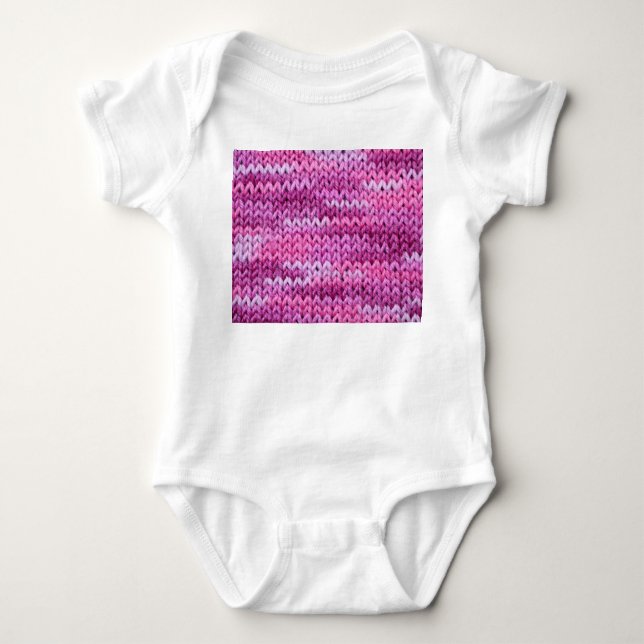 Purple Tones Knitted Fabric Texture Baby Bodysuit (Front)