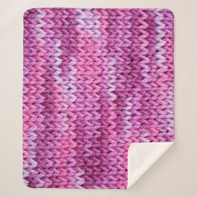 Purple Tones Knitted Fabric Texture Sherpa Blanket (Front)