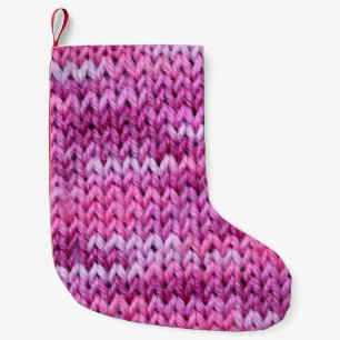 Purple Tones Knitted Fabric Texture Small Christmas Stocking