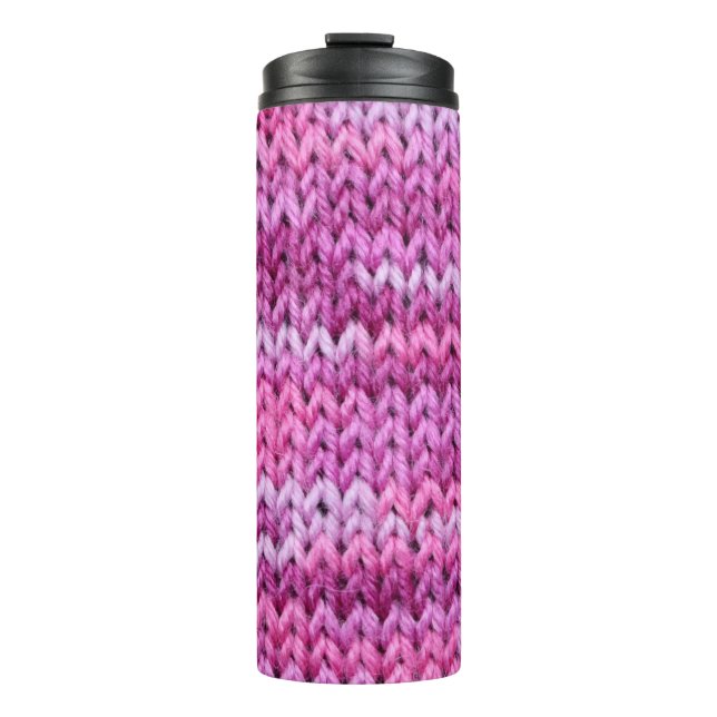 Purple Tones Knitted Fabric Texture Thermal Tumbler (Front)